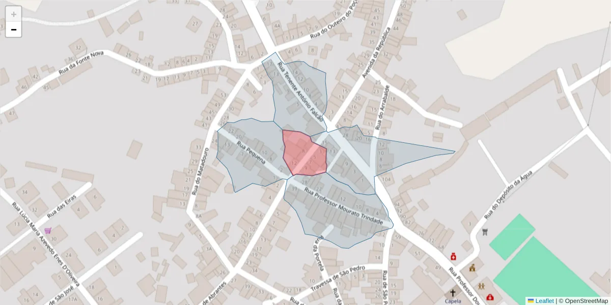 Mapa detalhado do código postal 6050-536 com limites, códigos postais vizinhos e agências dos correios