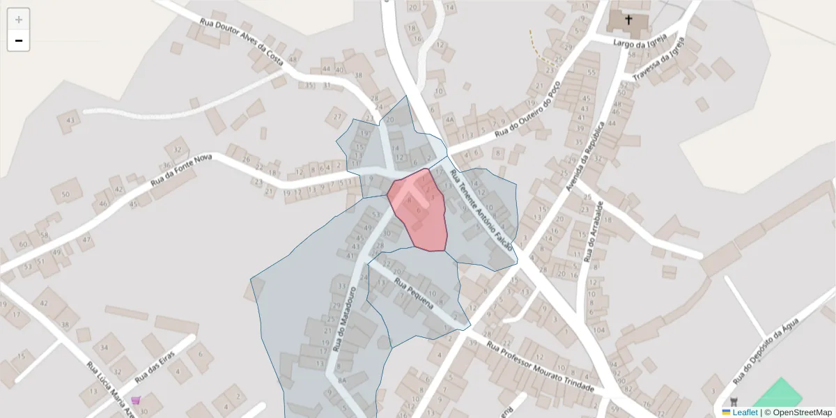 Mapa detalhado do código postal 6050-538 com limites, códigos postais vizinhos e agências dos correios