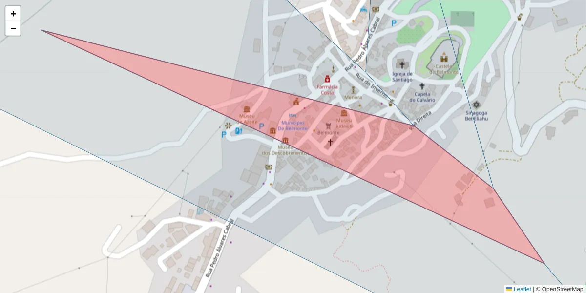 Mapa detalhado do código postal 6250-031 com limites, códigos postais vizinhos e agências dos correios