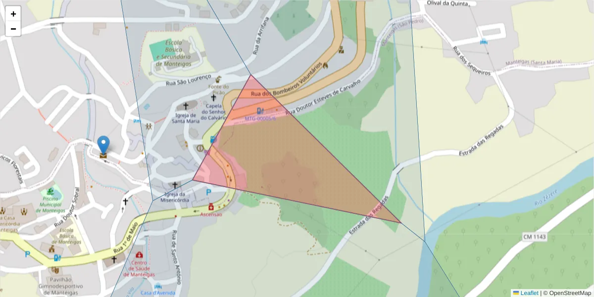 Mapa detalhado do código postal 6260 com limites, códigos postais vizinhos e agências dos correios