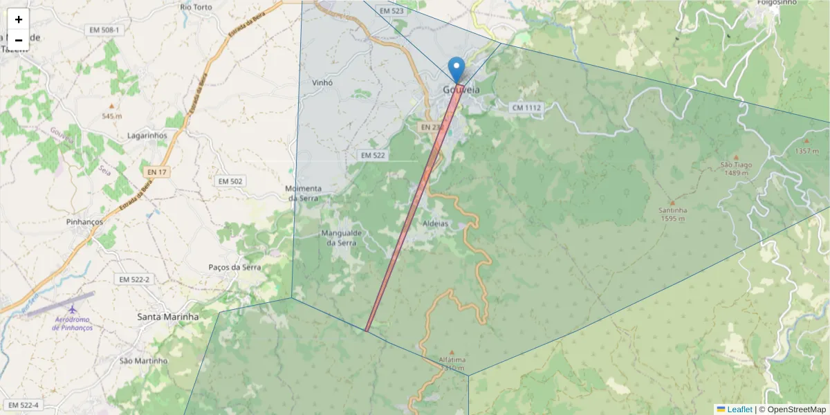 Mapa detalhado do código postal 6290-547 com limites, códigos postais vizinhos e agências dos correios