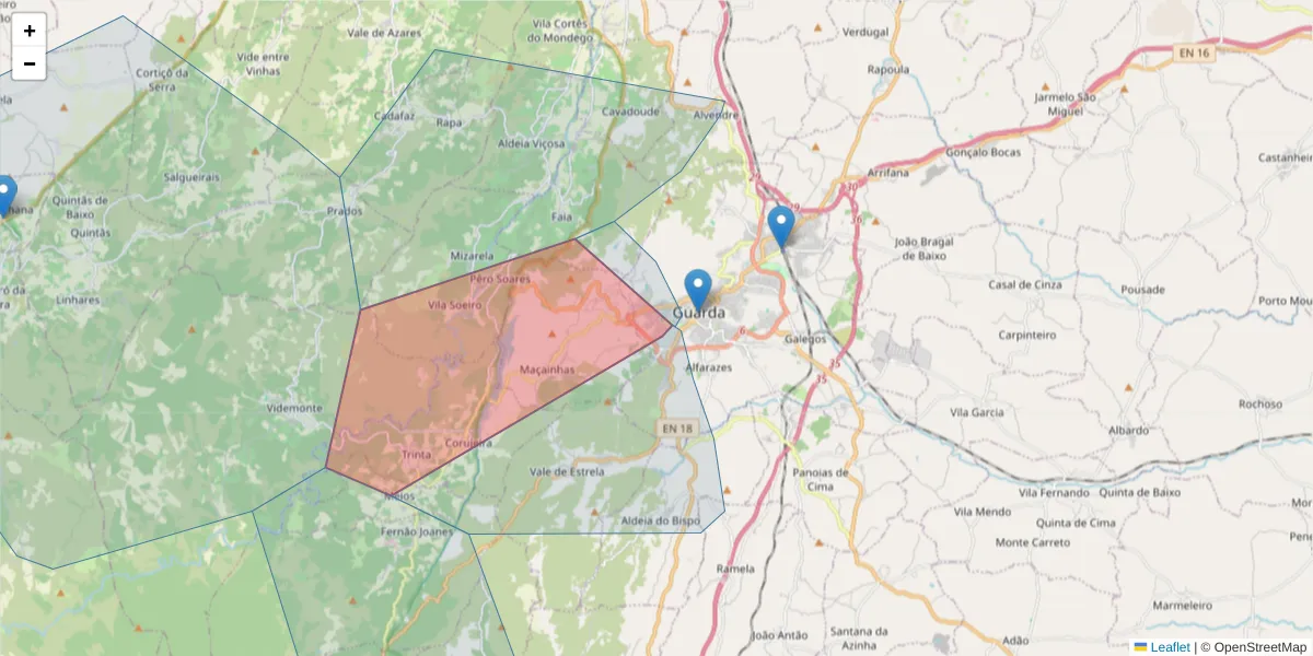 Mapa detalhado do código postal 6300-706 com limites, códigos postais vizinhos e agências dos correios