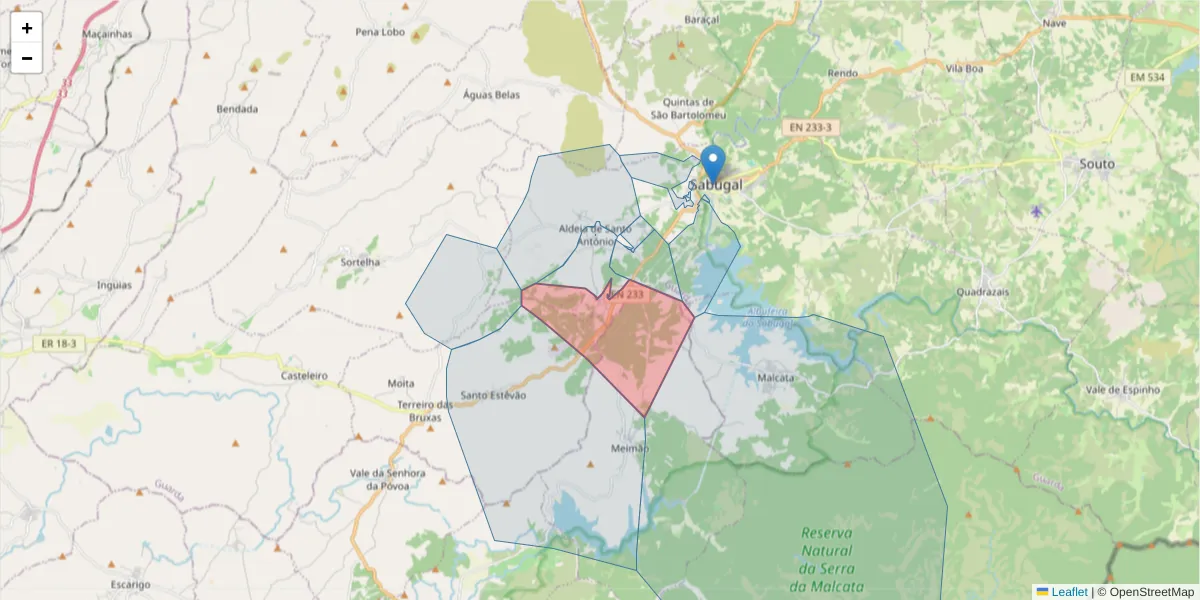 Mapa detalhado do código postal 6320-051 com limites, códigos postais vizinhos e agências dos correios