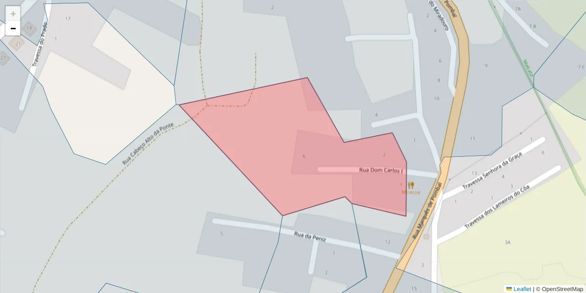 Mapa detalhado do código postal 6320-056 com limites, códigos postais vizinhos e agências dos correios