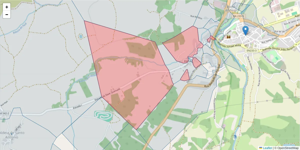 Mapa detalhado do código postal 6320-059 com limites, códigos postais vizinhos e agências dos correios