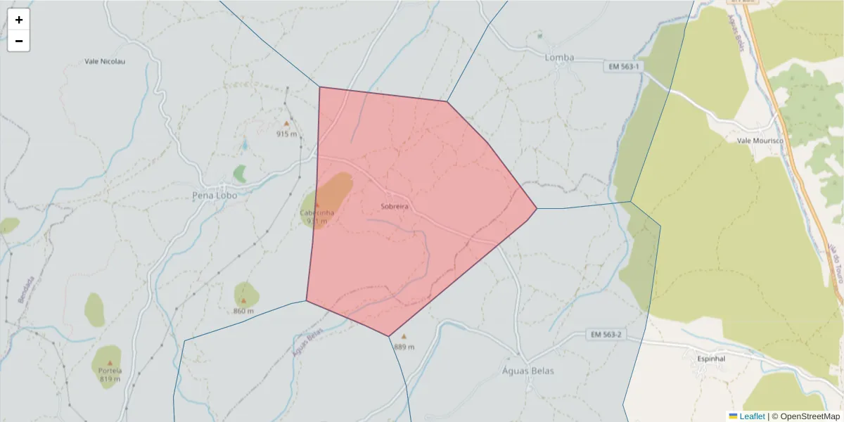 Mapa detalhado do código postal 6320-236 com limites, códigos postais vizinhos e agências dos correios