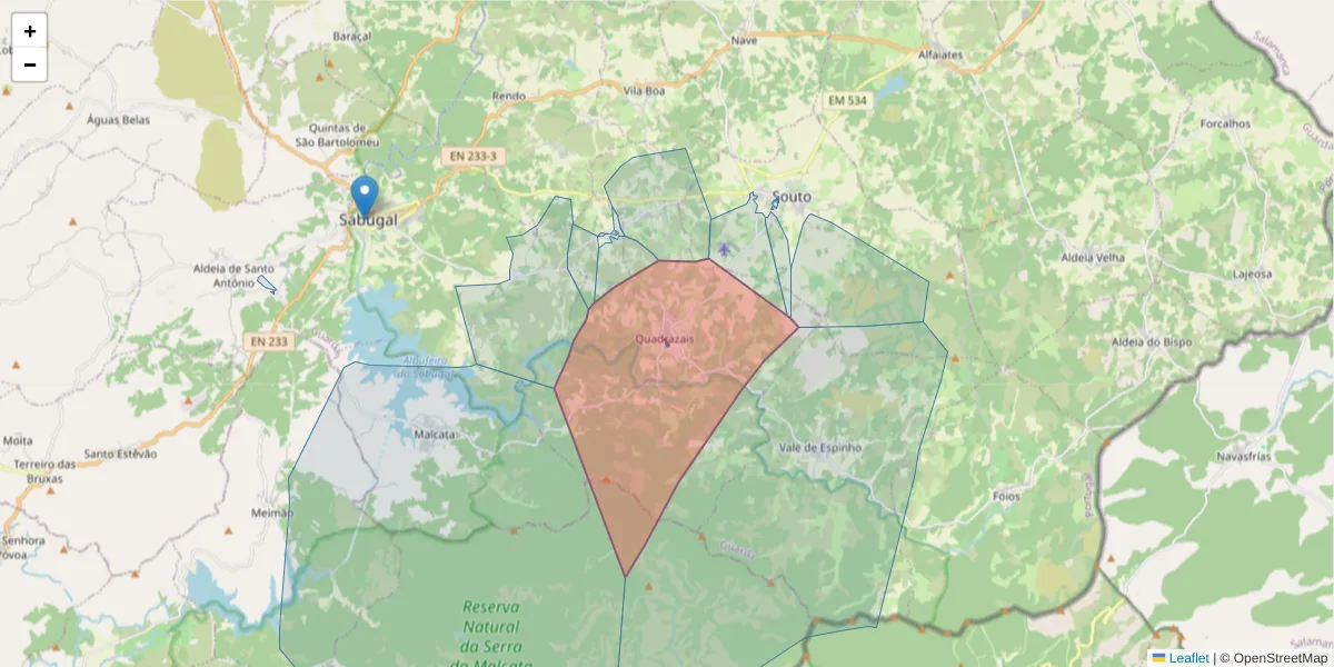 Mapa detalhado do código postal 6320-242 com limites, códigos postais vizinhos e agências dos correios