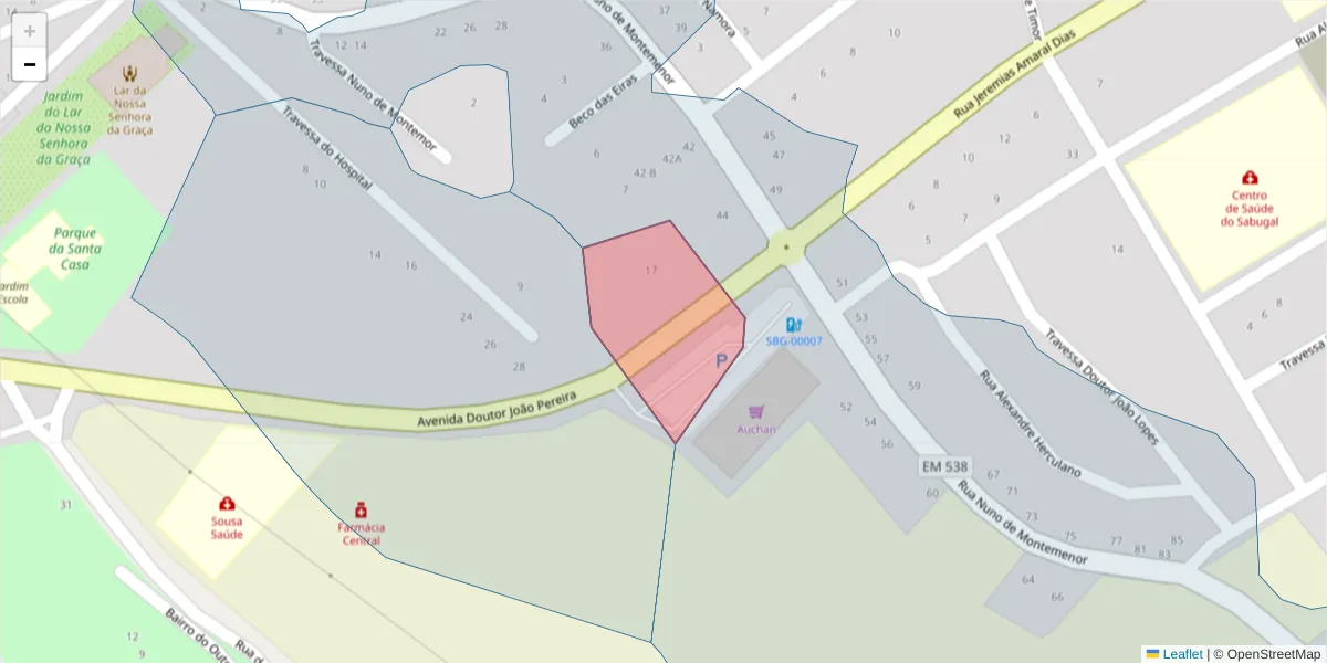 Mapa detalhado do código postal 6320-314 com limites, códigos postais vizinhos e agências dos correios