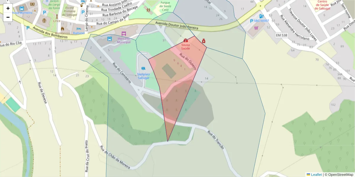 Mapa detalhado do código postal 6320-326 com limites, códigos postais vizinhos e agências dos correios