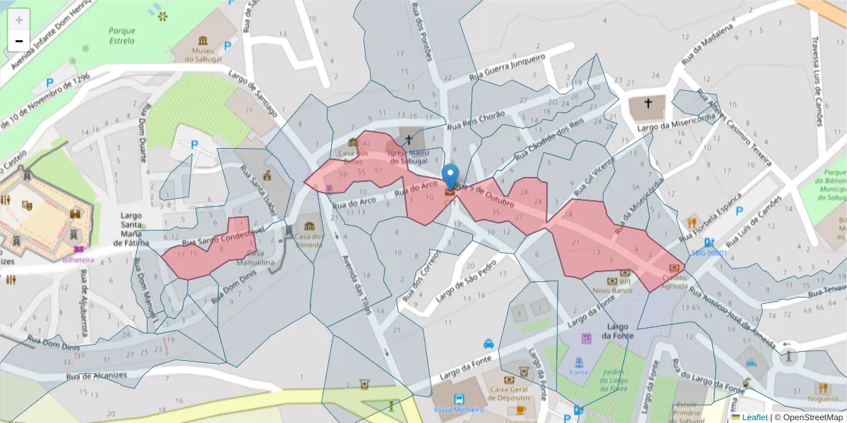 Mapa detalhado do código postal 6320-344 com limites, códigos postais vizinhos e agências dos correios