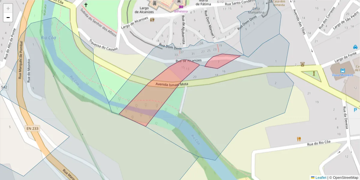 Mapa detalhado do código postal 6320-347 com limites, códigos postais vizinhos e agências dos correios
