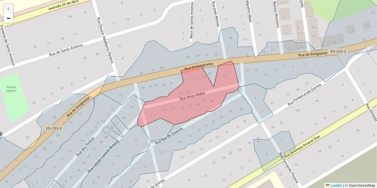Mapa detalhado do código postal 6320-352 com limites, códigos postais vizinhos e agências dos correios
