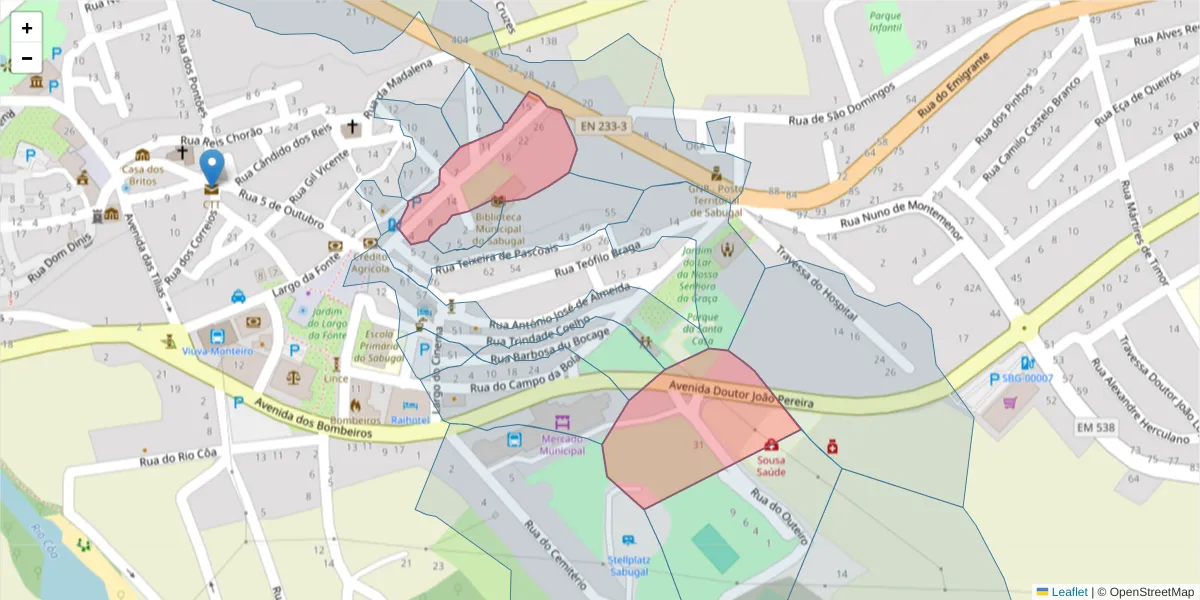 Mapa detalhado do código postal 6320-380 com limites, códigos postais vizinhos e agências dos correios