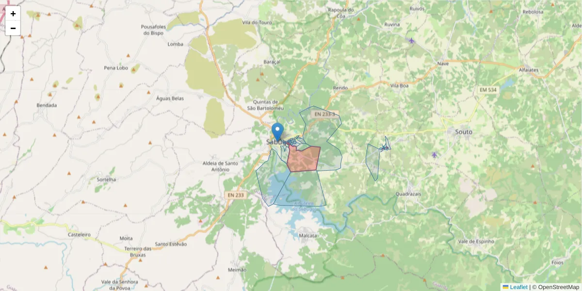 Mapa detalhado do código postal 6320-386 com limites, códigos postais vizinhos e agências dos correios