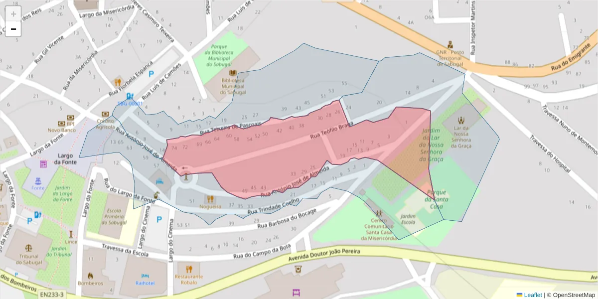 Mapa detalhado do código postal 6320-400 com limites, códigos postais vizinhos e agências dos correios