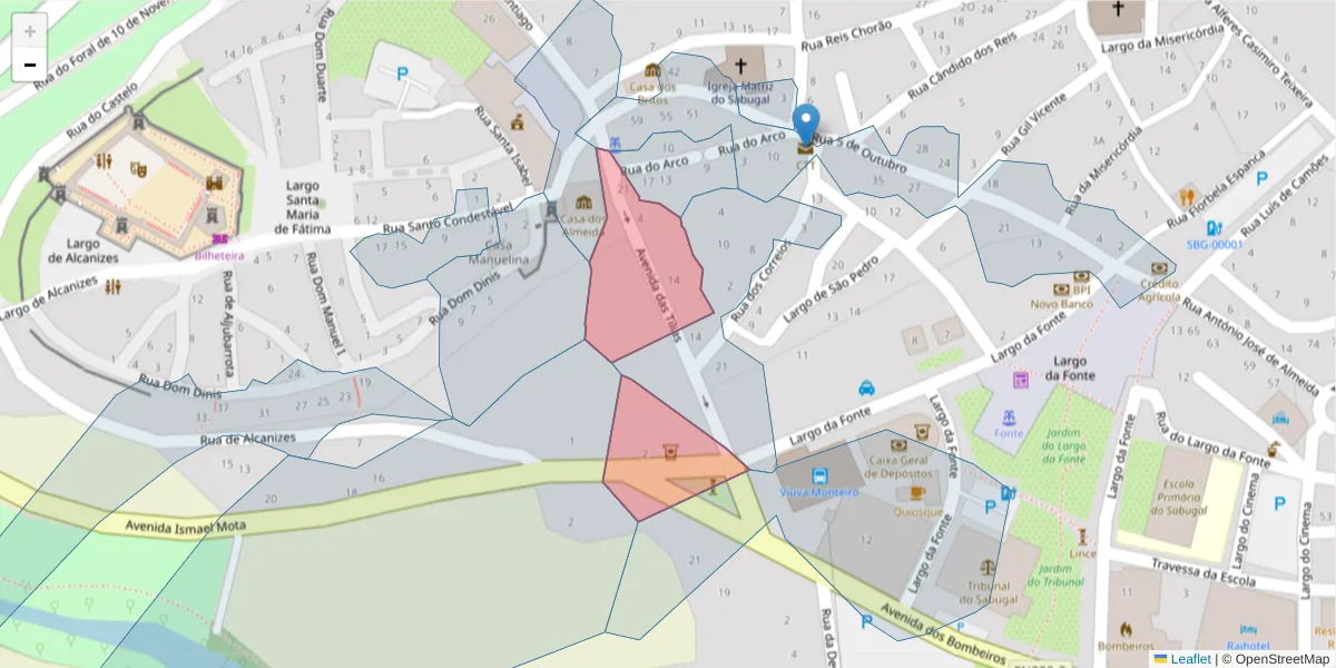 Mapa detalhado do código postal 6320-401 com limites, códigos postais vizinhos e agências dos correios