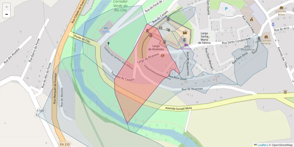 Mapa detalhado do código postal 6320-427 com limites, códigos postais vizinhos e agências dos correios