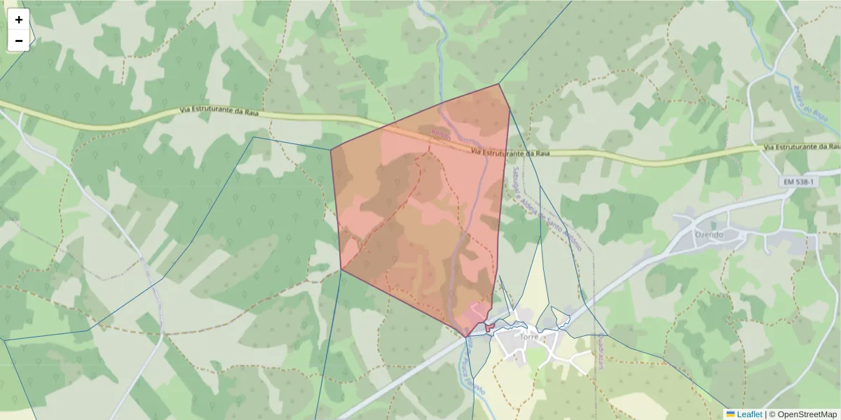 Mapa detalhado do código postal 6320-480 com limites, códigos postais vizinhos e agências dos correios