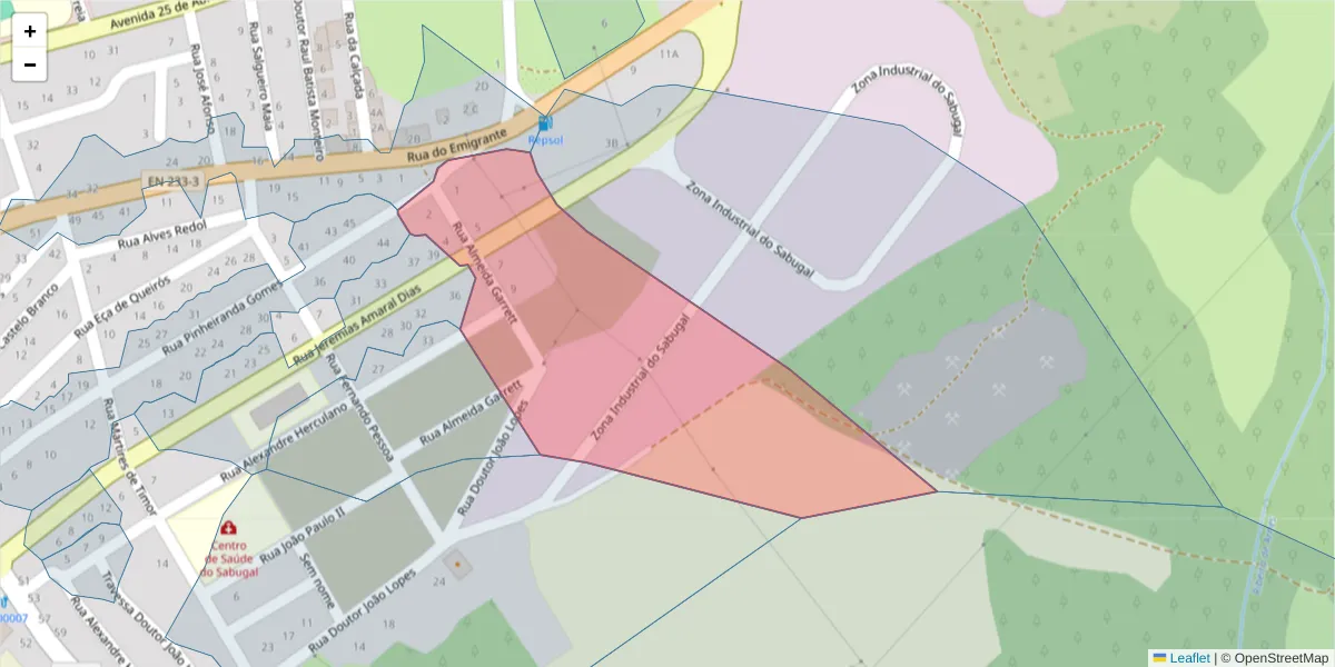 Mapa detalhado do código postal 6320-498 com limites, códigos postais vizinhos e agências dos correios