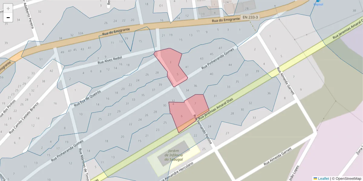 Mapa detalhado do código postal 6320-503 com limites, códigos postais vizinhos e agências dos correios