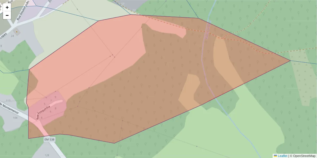 Mapa detalhado do código postal 6320-504 com limites, códigos postais vizinhos e agências dos correios
