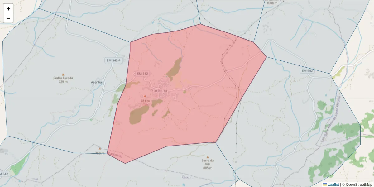 Mapa detalhado do código postal 6320-536 com limites, códigos postais vizinhos e agências dos correios