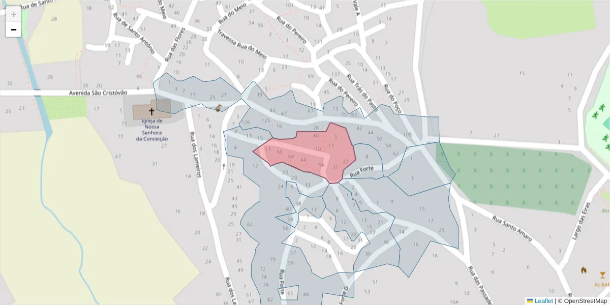 Mapa detalhado do código postal 6320-639 com limites, códigos postais vizinhos e agências dos correios