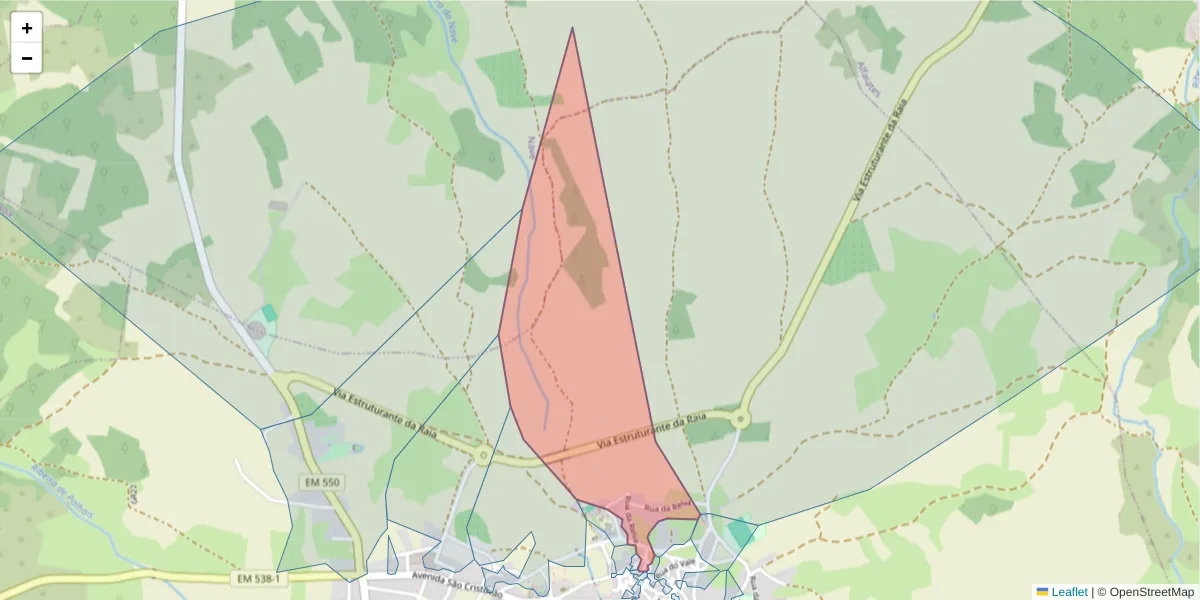 Mapa detalhado do código postal 6320-645 com limites, códigos postais vizinhos e agências dos correios