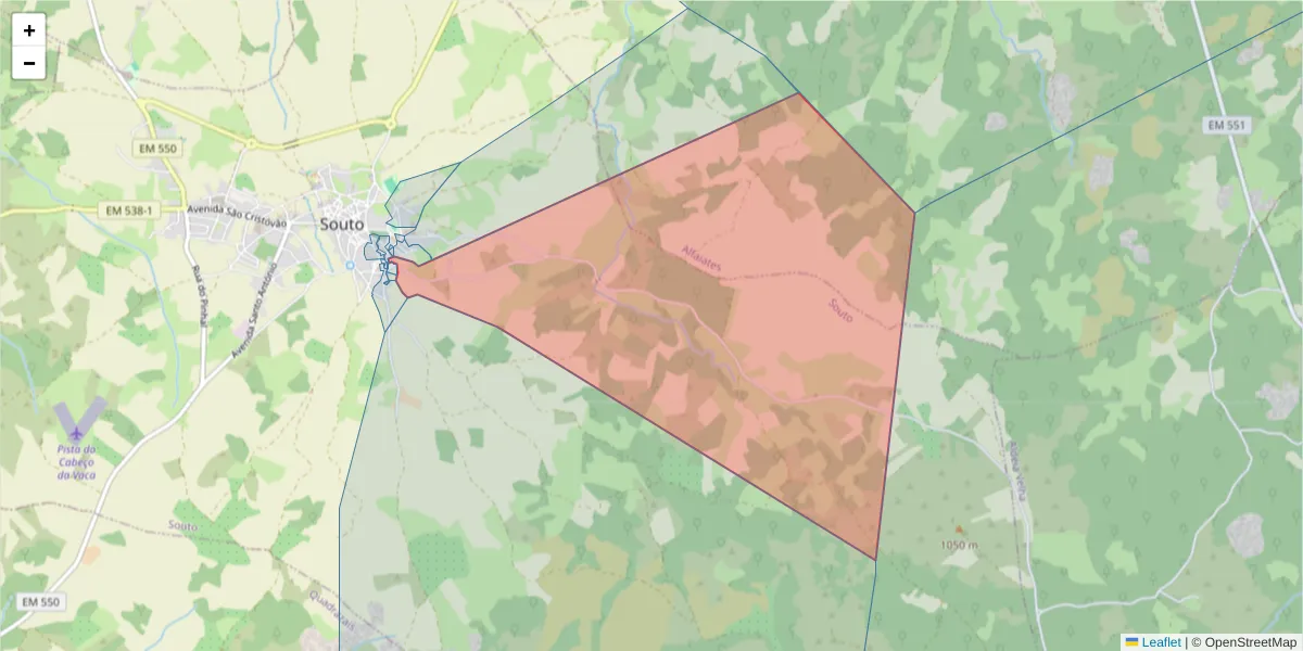 Mapa detalhado do código postal 6320-647 com limites, códigos postais vizinhos e agências dos correios