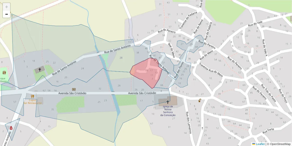 Mapa detalhado do código postal 6320-650 com limites, códigos postais vizinhos e agências dos correios