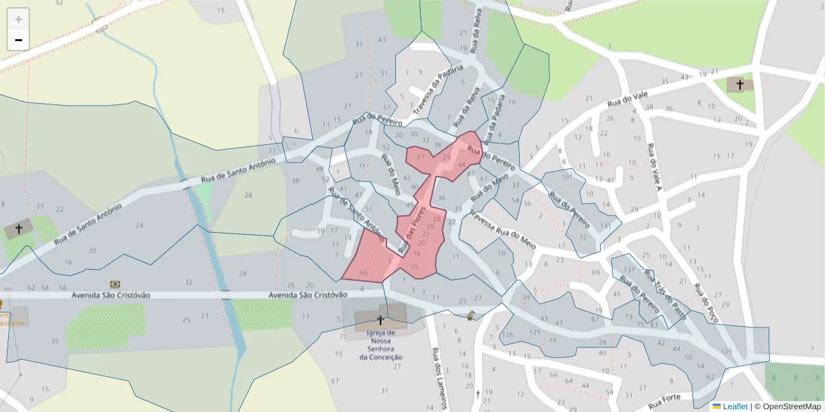 Mapa detalhado do código postal 6320-653 com limites, códigos postais vizinhos e agências dos correios