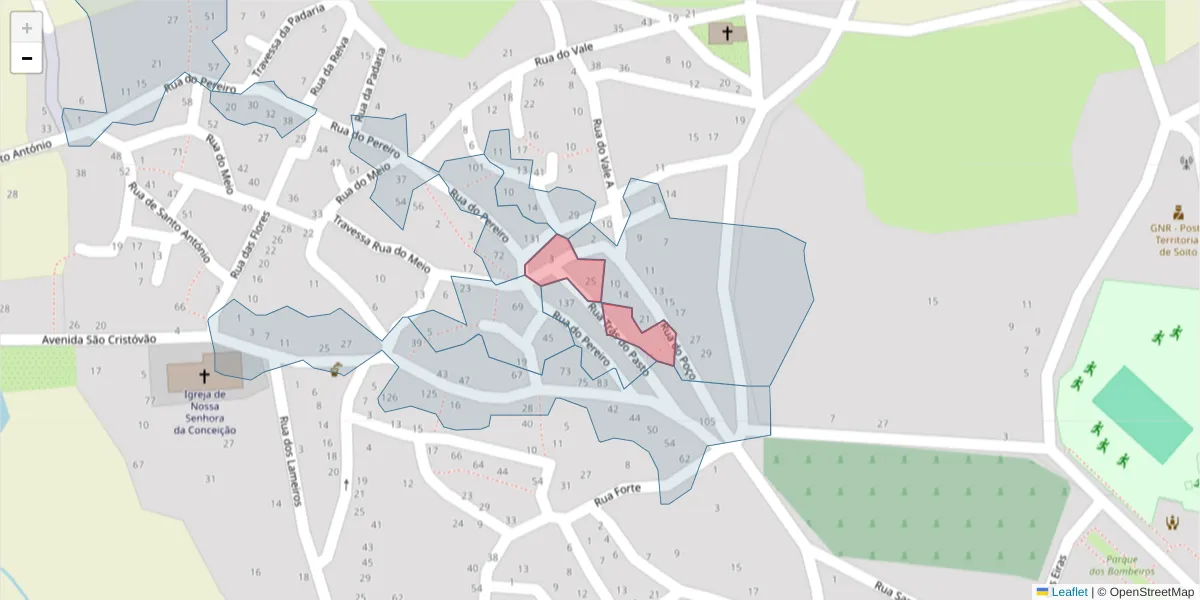 Mapa detalhado do código postal 6320-660 com limites, códigos postais vizinhos e agências dos correios