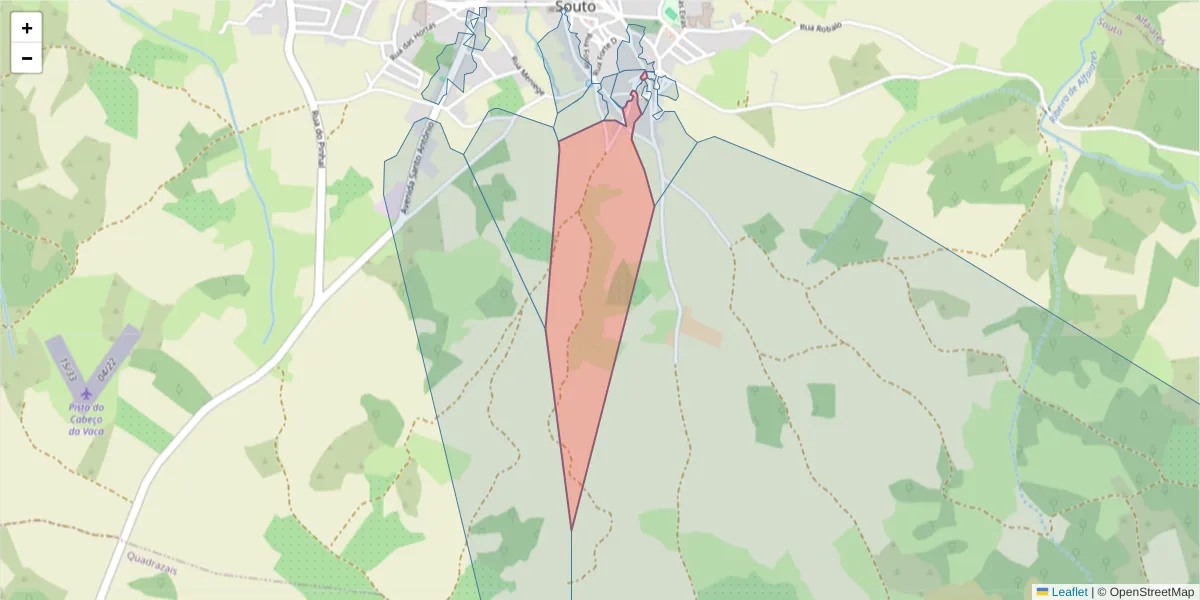 Mapa detalhado do código postal 6320-664 com limites, códigos postais vizinhos e agências dos correios