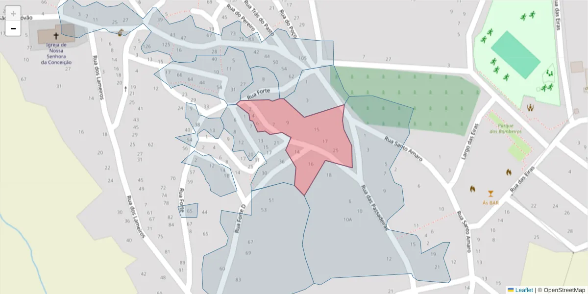 Mapa detalhado do código postal 6320-670 com limites, códigos postais vizinhos e agências dos correios