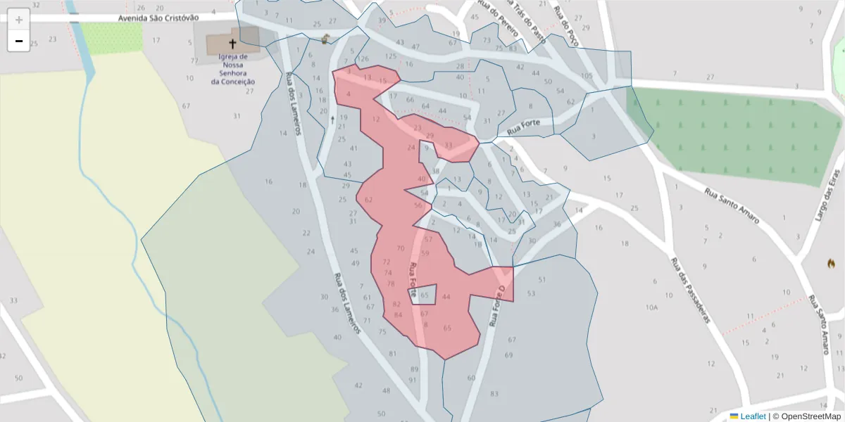 Mapa detalhado do código postal 6320-671 com limites, códigos postais vizinhos e agências dos correios