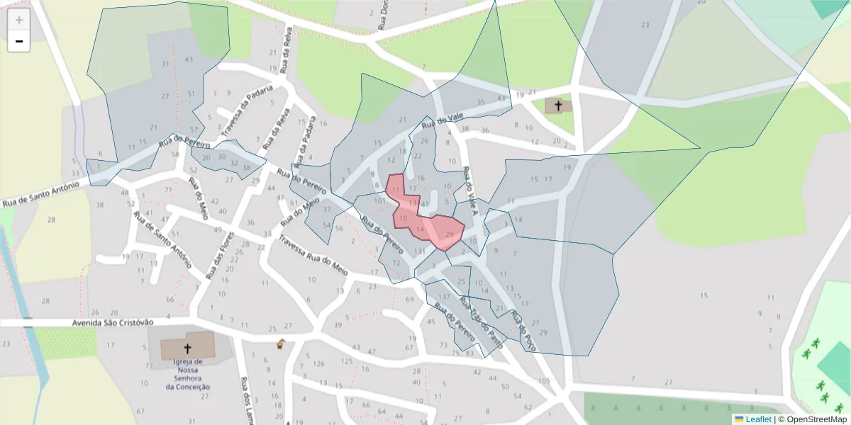 Mapa detalhado do código postal 6320-689 com limites, códigos postais vizinhos e agências dos correios