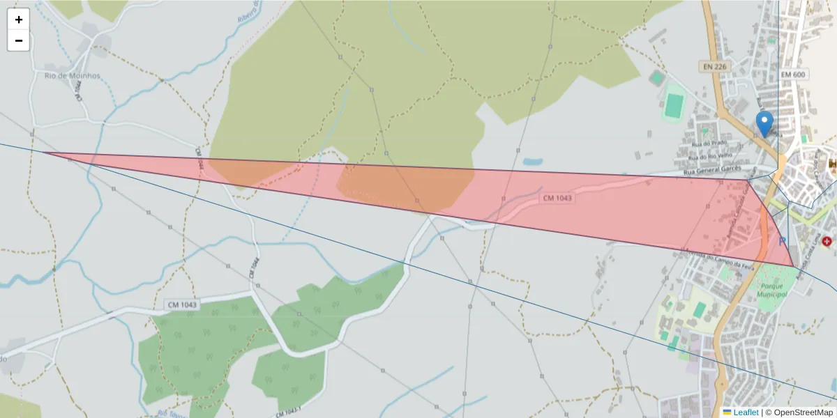 Mapa detalhado do código postal 6420-039 com limites, códigos postais vizinhos e agências dos correios