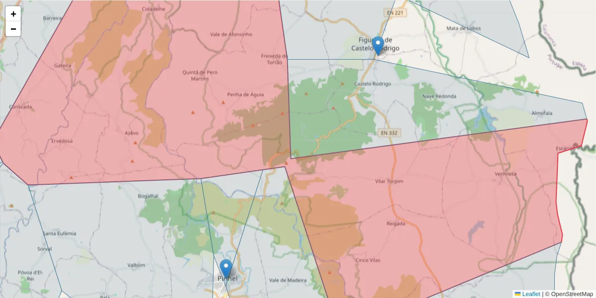 Mapa detalhado do código postal 6440 com limites, códigos postais vizinhos e agências dos correios