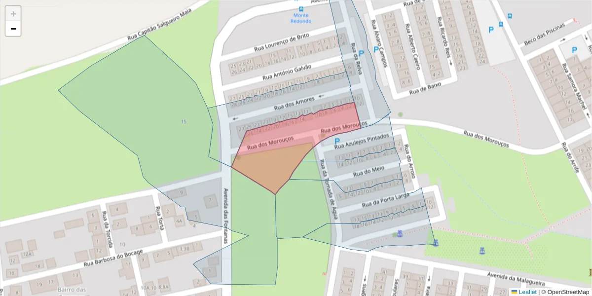 Mapa detalhado do código postal 7000-070 com limites, códigos postais vizinhos e agências dos correios
