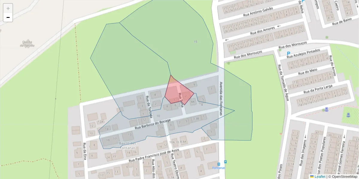 Mapa detalhado do código postal 7000-077 com limites, códigos postais vizinhos e agências dos correios