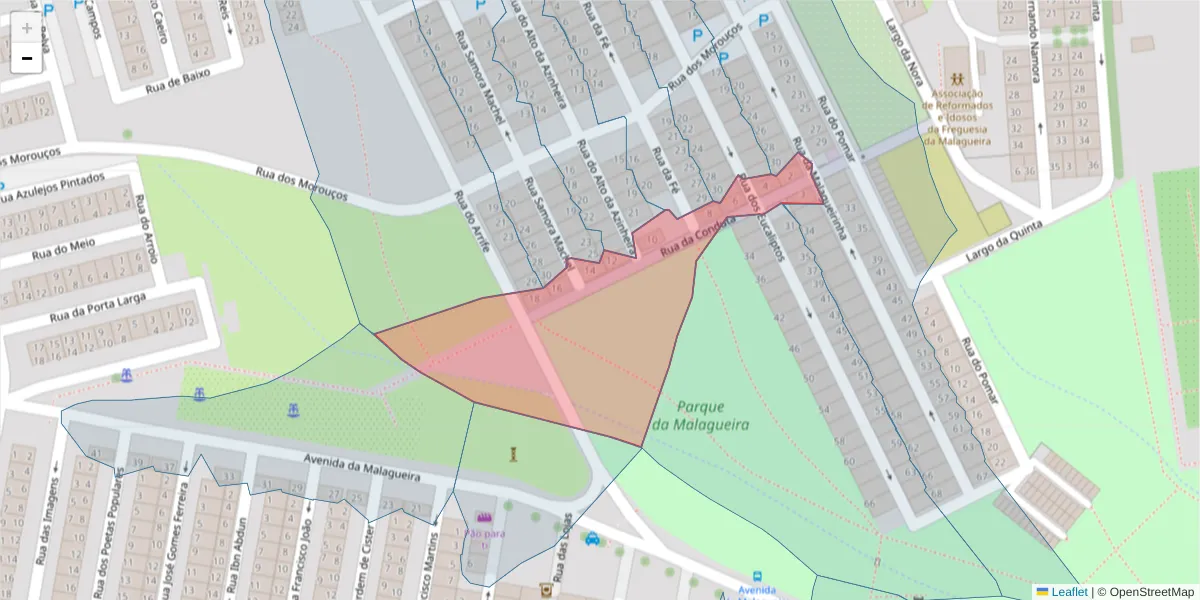 Mapa detalhado do código postal 7000-079 com limites, códigos postais vizinhos e agências dos correios