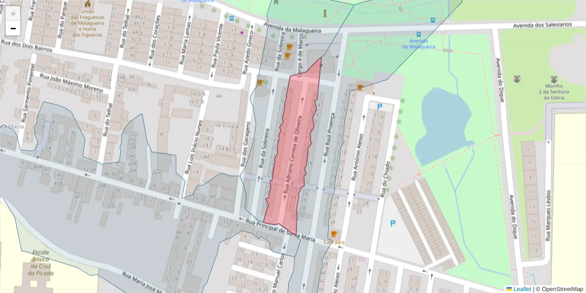 Mapa detalhado do código postal 7000-377 com limites, códigos postais vizinhos e agências dos correios