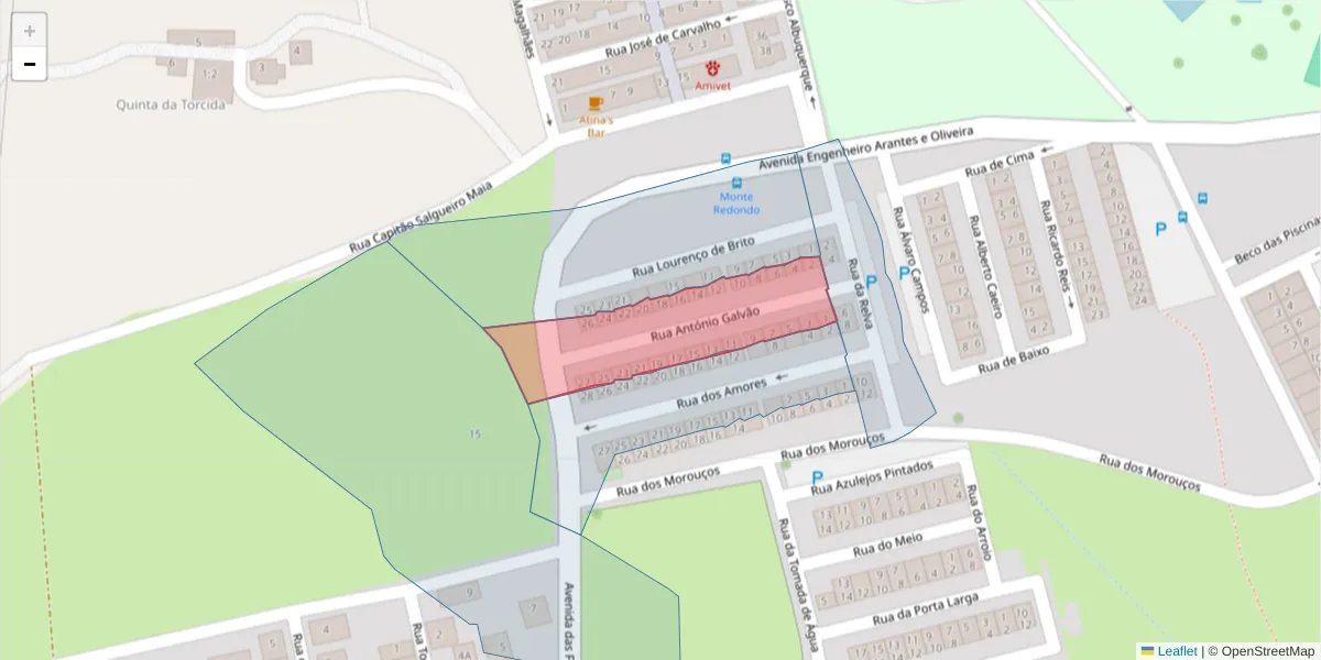Mapa detalhado do código postal 7000-406 com limites, códigos postais vizinhos e agências dos correios