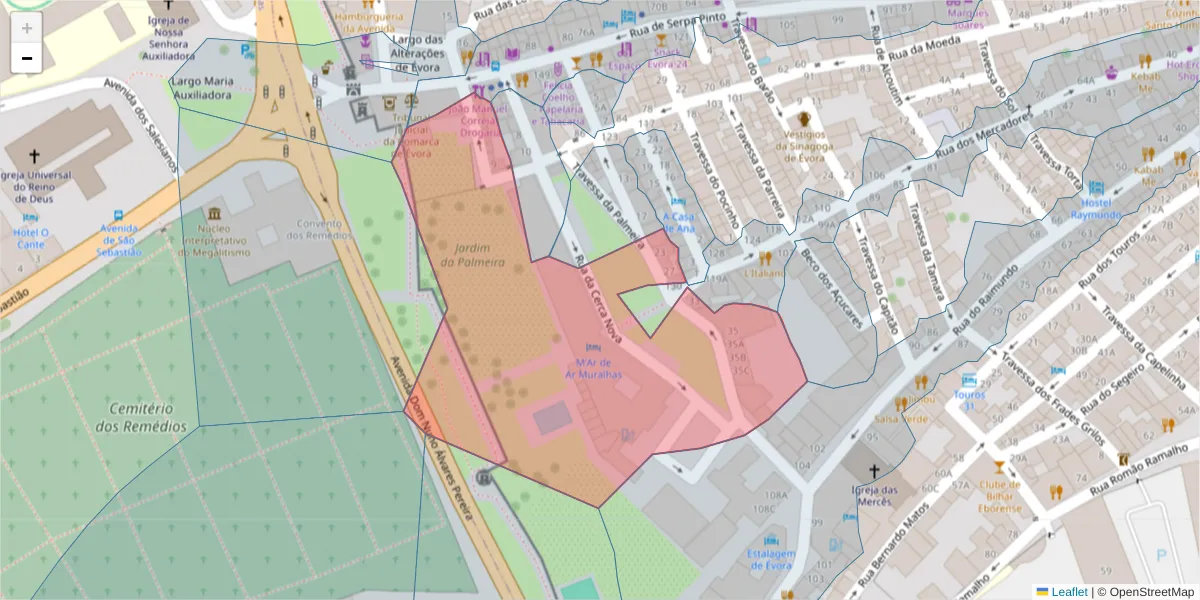 Mapa detalhado do código postal 7000-546 com limites, códigos postais vizinhos e agências dos correios