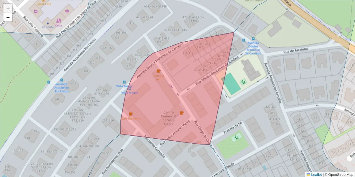 Mapa detalhado do código postal 7000-848 com limites, códigos postais vizinhos e agências dos correios