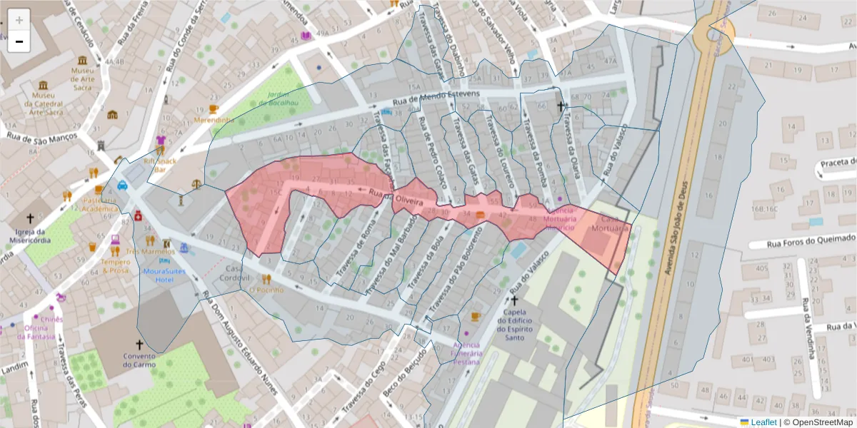 Mapa detalhado do código postal 7000-859 com limites, códigos postais vizinhos e agências dos correios