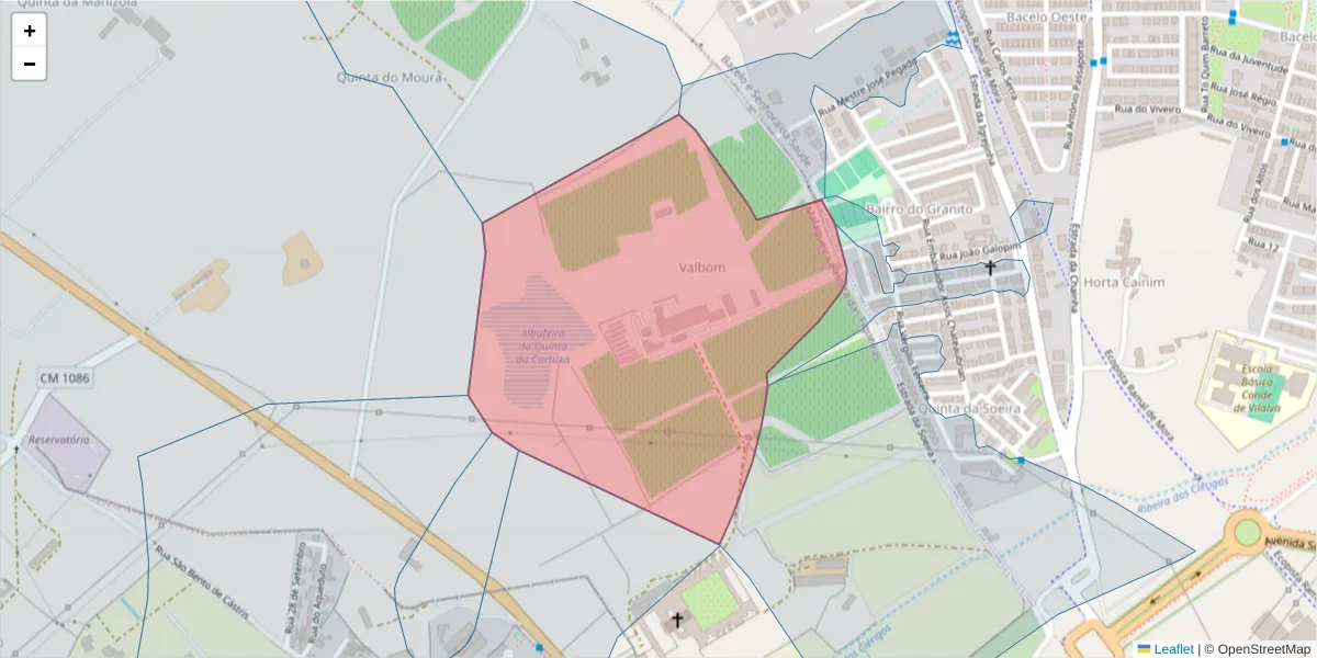 Mapa detalhado do código postal 7005-003 com limites, códigos postais vizinhos e agências dos correios