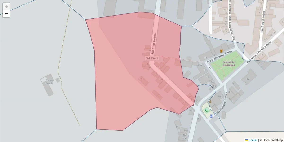 Mapa detalhado do código postal 7005-105 com limites, códigos postais vizinhos e agências dos correios