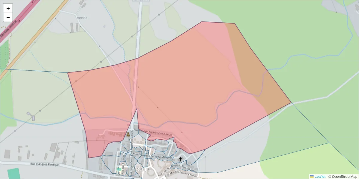 Mapa detalhado do código postal 7005-107 com limites, códigos postais vizinhos e agências dos correios
