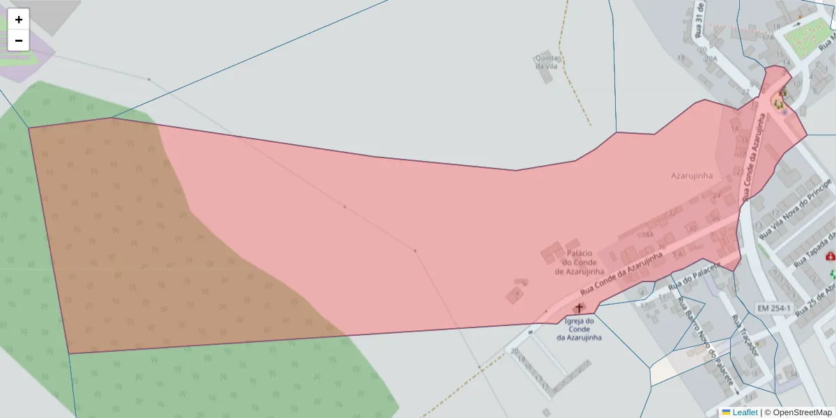 Mapa detalhado do código postal 7005-109 com limites, códigos postais vizinhos e agências dos correios